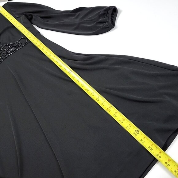 Talbots Petites Women's Black Fit & Flare Midi Dress Bead Neckline Waist Size 12 - Picture 16 of 16